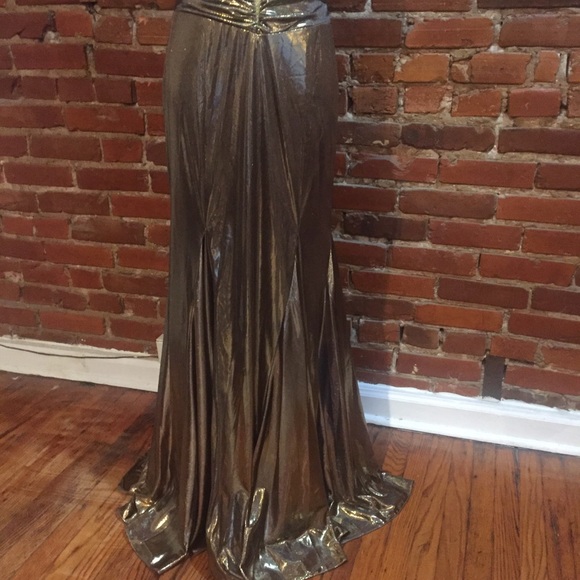 Alyce Designs gold strapless gown - Picture 9 of 13